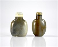 TWO CHINESE JADE SNUFF BOTTLES