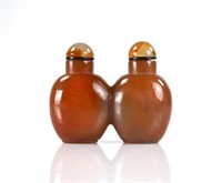CHINESE CARNELIAN DOUBLE AGATE SNUFF BOTTLE