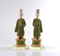 PAIR OF CHINESE MING DYNASTY STYLE POTTERY FIGURES