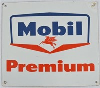 2 Mobil Premium Gasoline Porcelain Pump Signs