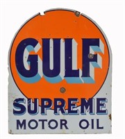 Gulf Supreme Motor Oil D/S Porcelain Sign