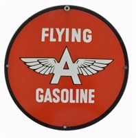 Flying A Gasoline Porcelain Pump Sign