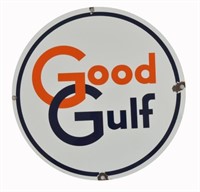 Good Gulf Gasoline S/S Porcelain Sign