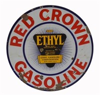 Red Crown Gasoline D/S Porcelain Sign