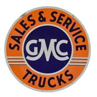 GMC Trucks Sales & Service D/S Porcelain Sign