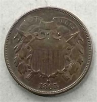 1865 Two-Cent Piece   XF+