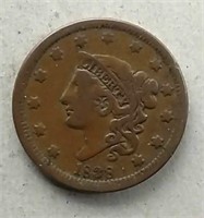 1838 Coronet Large Cent  F+