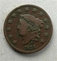 1831  Coronet Large Cent  VG+