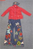 1970's vintage ladies outfit (jeans-shirt-hat)