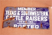 Enameled Texas Cattle Raisers Assn Sign