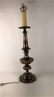 Brass tone floral lamp
