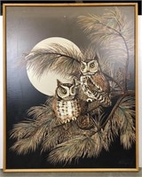 Oversized painting of owls