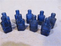 9 cobalt blue bottles