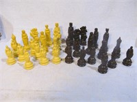 Chess set in silver tin box