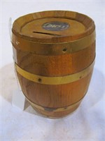 Wooden barrel bank