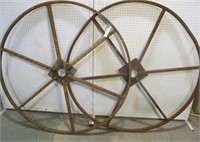 Large iron wheels, 2 X $