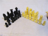 Chess pieces, missing 1 black piece
