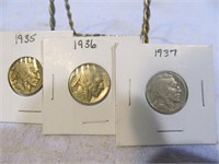 1935, 1936, 1937 Buffalo Nickels