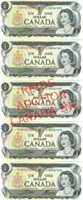 TEN CONSECUTIVE CANADIAN 1973 DOLLAR BILLS