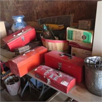 Full Tool Boxes, Basket, Lantern Milkcan etc