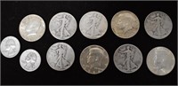 $5.00 Mixed Silver Quarters, Walking Liberty etc