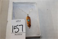COPPER FEATHER NECKLACE