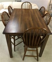 Dining Set with 6 Spindle Back Swivel Stools