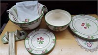 Serving dishes with cherry pattern