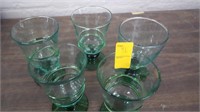 Green small goblets or cocktail glasses