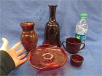5 vintage ruby red glass items