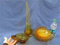 tall amber vase -berry bowl set -gravy boat
