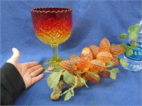 large viking glass goblet & vintage fruit