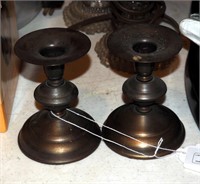 2 Vintage Brass 4 In Taper Candle Sticks