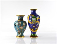 TWO CHINESE CLOISONNE ENAMELLED VASES