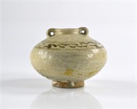 THAI SAWANKHALOK STONEWARE POTTERY OVOID JAR