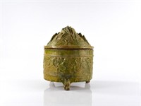 CHINESE HAN DYNASTY HILL JAR AND COVER
