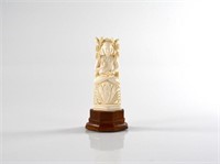 INDIAN CARVED IVORY BUDDHA FIGURE WITH CASE