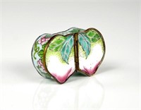CHINESE CANTON ENAMEL PEACH FORM DOUBLE BOX