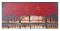 Red Trees By The Water Canvas Print