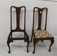 2 Antique Queen Anne style side Chairs with
