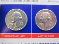 (2) 1954 washington silver quarters