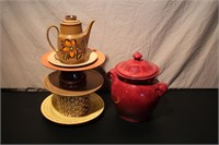 Folk Art Ceramic Teapot Sculpture - Ceramic Urn
