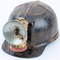 Antique M.S.A. Comfo Cap Miners Helmet & Lamp