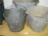 3 Galvanized buckets