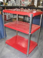 Vintage Red Metal Kitchen Shelves