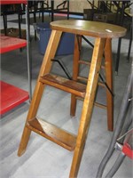 Vintage Wood Stool with steps