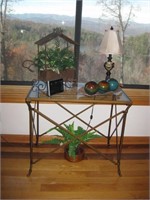 Gold Metal table with glass top (30 x 19 x 27