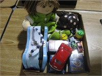 Toy Lot – Piggy Bank, Doll, purse, VW Bug car Poke