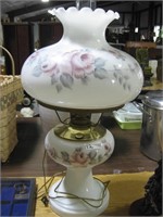 Vintage Aladdin Glass Lamp with Roses