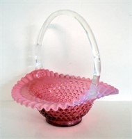 VINTAGE FENTON CRANBERRY OPALESCENT BASKET